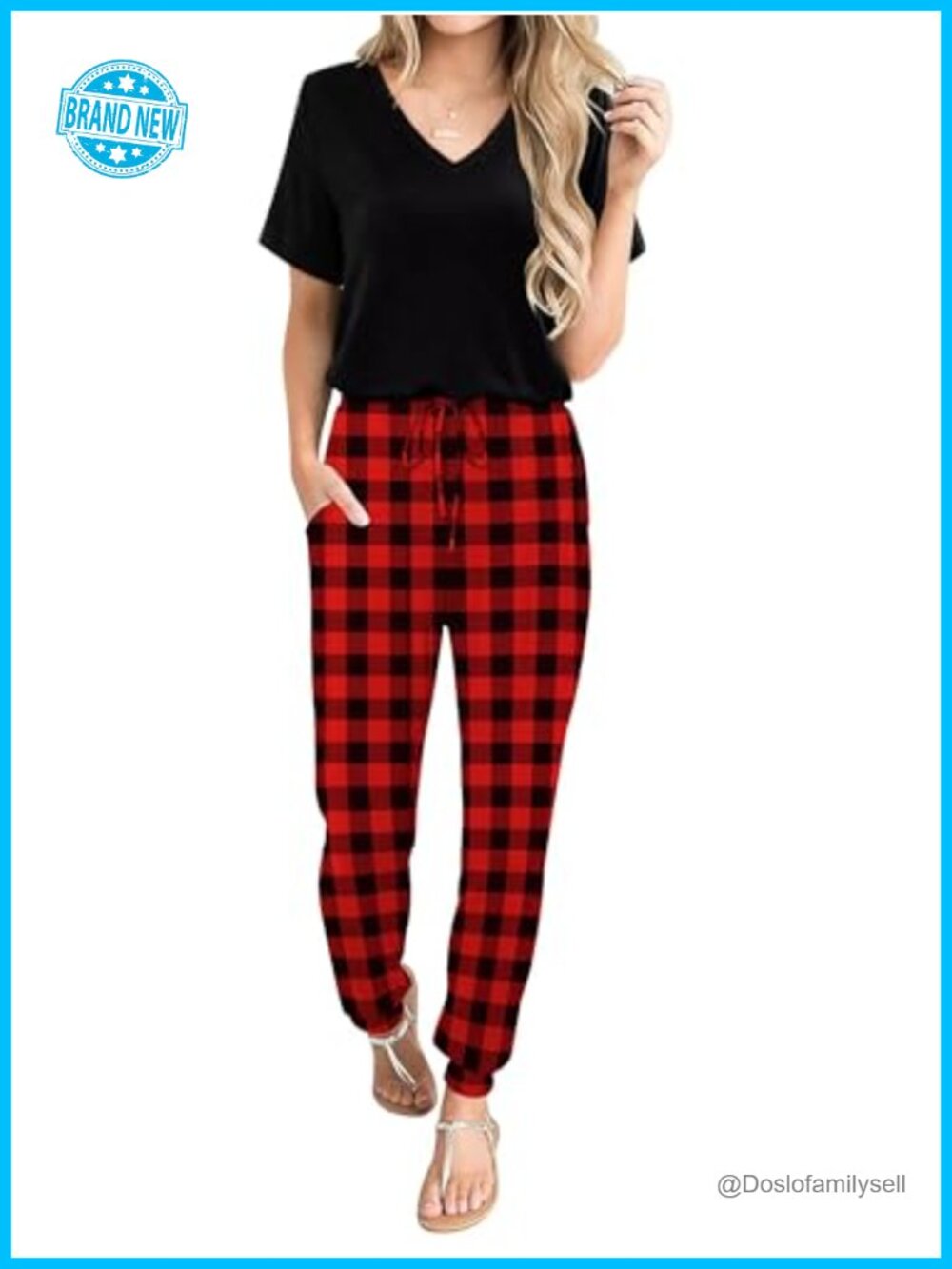 Women's 2 Piece Lounge Set Short Sleeve V-Neck Top & Jogger Pants Tracksuit